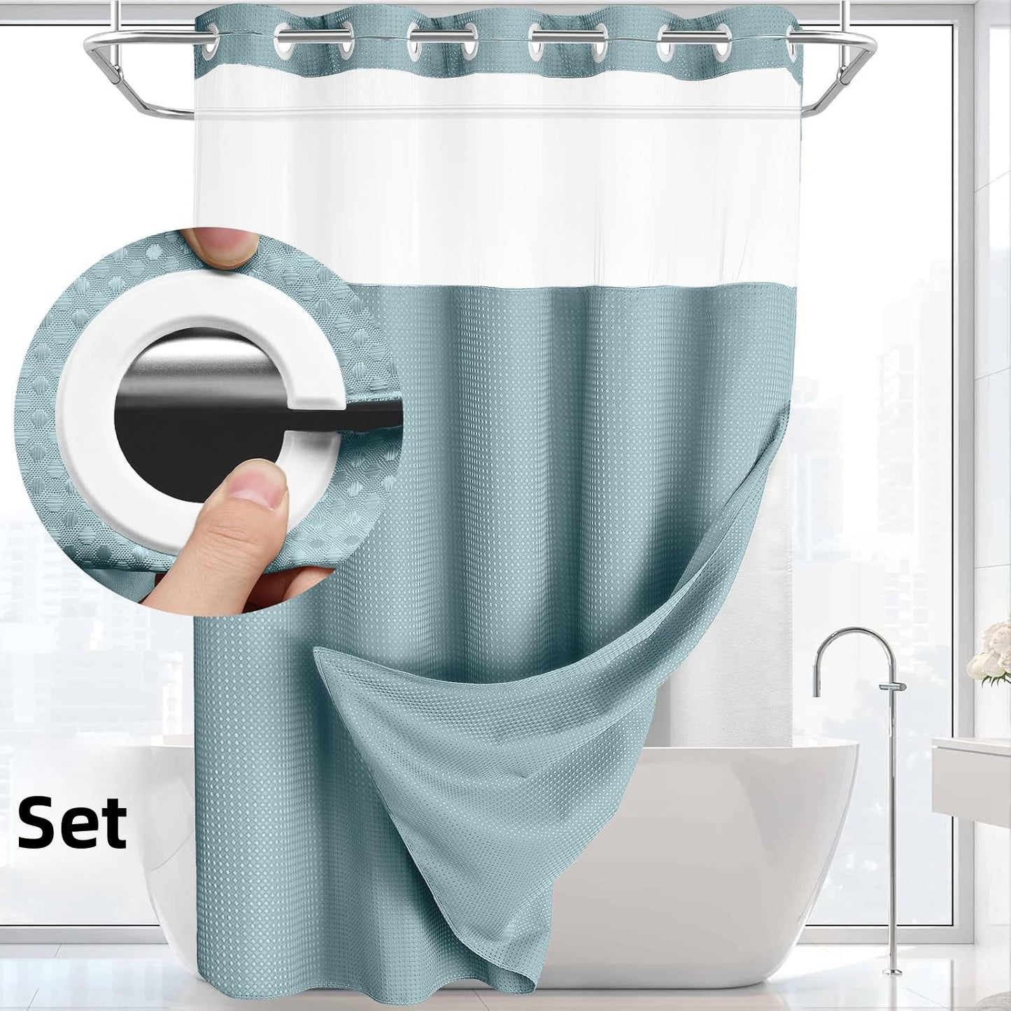 SnapLux™  Waterproof Shower Curtain – Easy Clean, Fast Dry, Mold Resistant Bathroom Curtain
