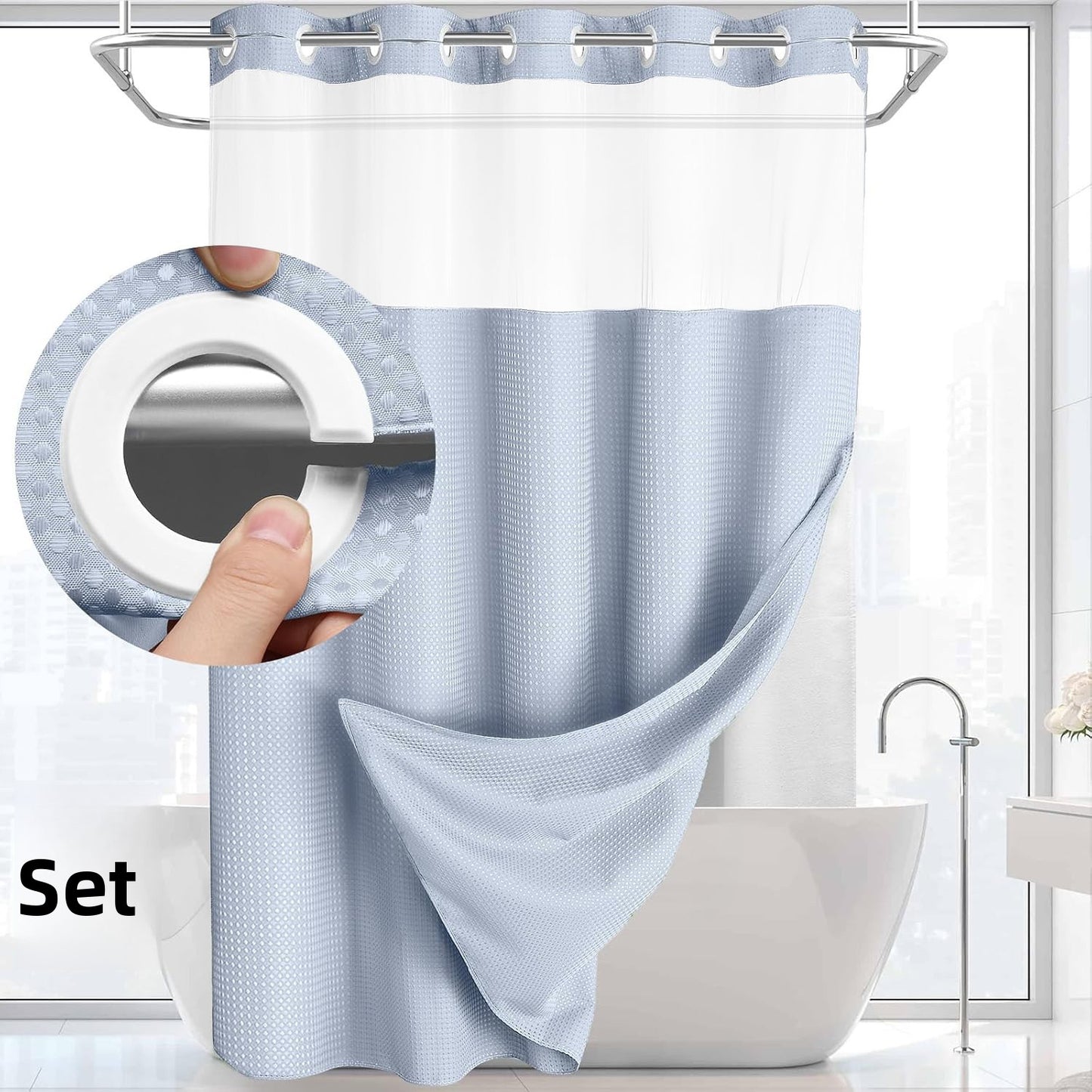 SnapLux™  Waterproof Shower Curtain – Easy Clean, Fast Dry, Mold Resistant Bathroom Curtain