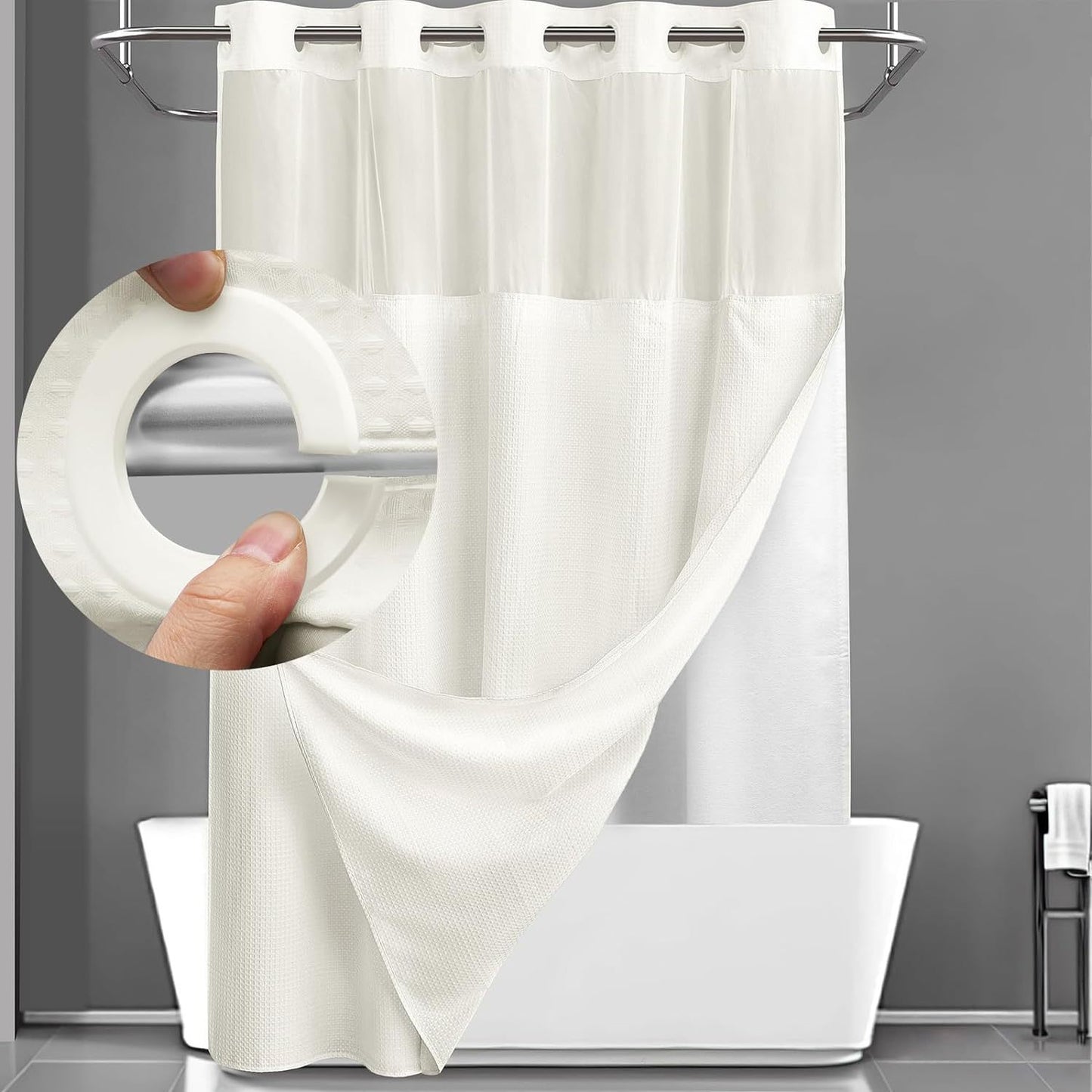 SnapLux™  Waterproof Shower Curtain – Easy Clean, Fast Dry, Mold Resistant Bathroom Curtain