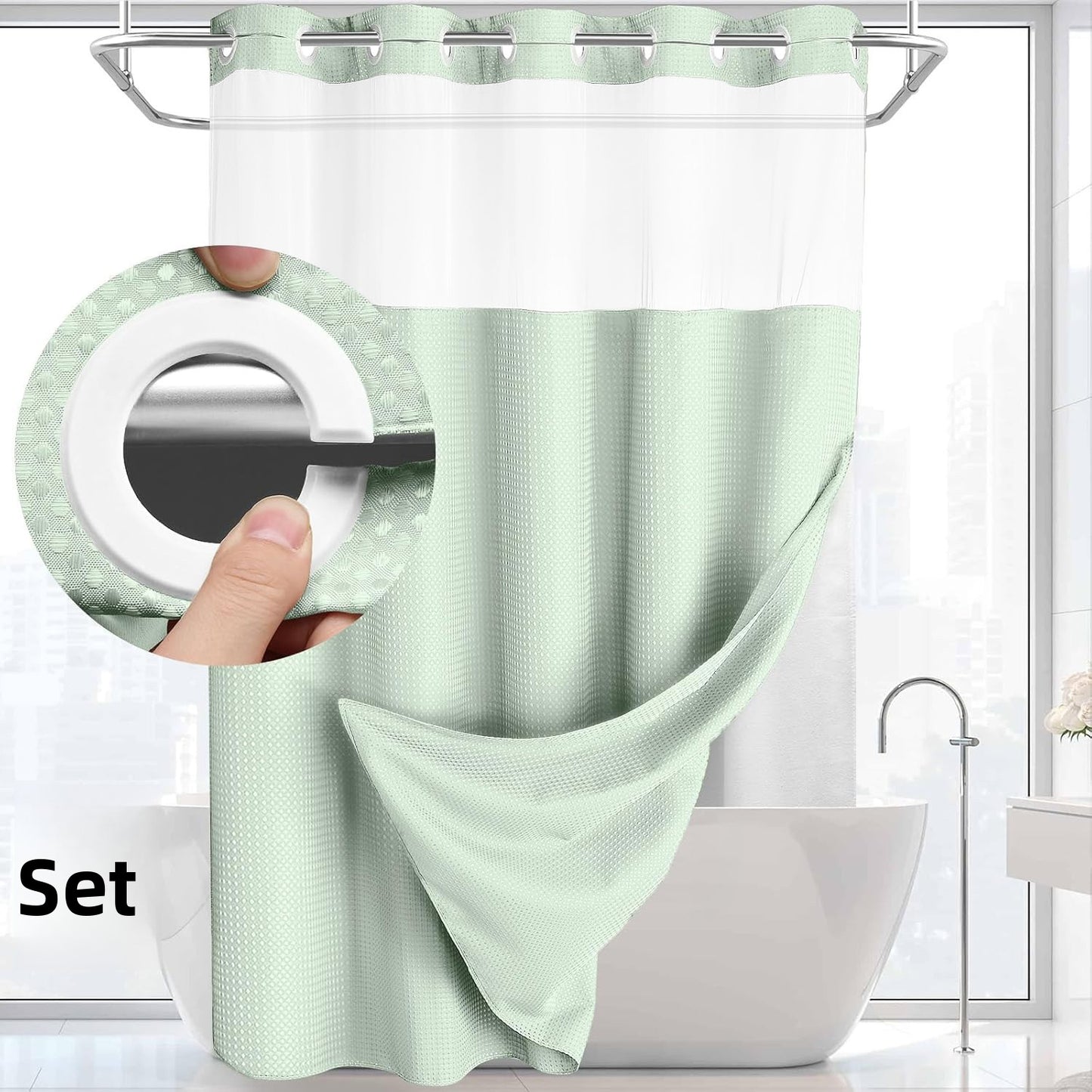 SnapLux™  Waterproof Shower Curtain – Easy Clean, Fast Dry, Mold Resistant Bathroom Curtain