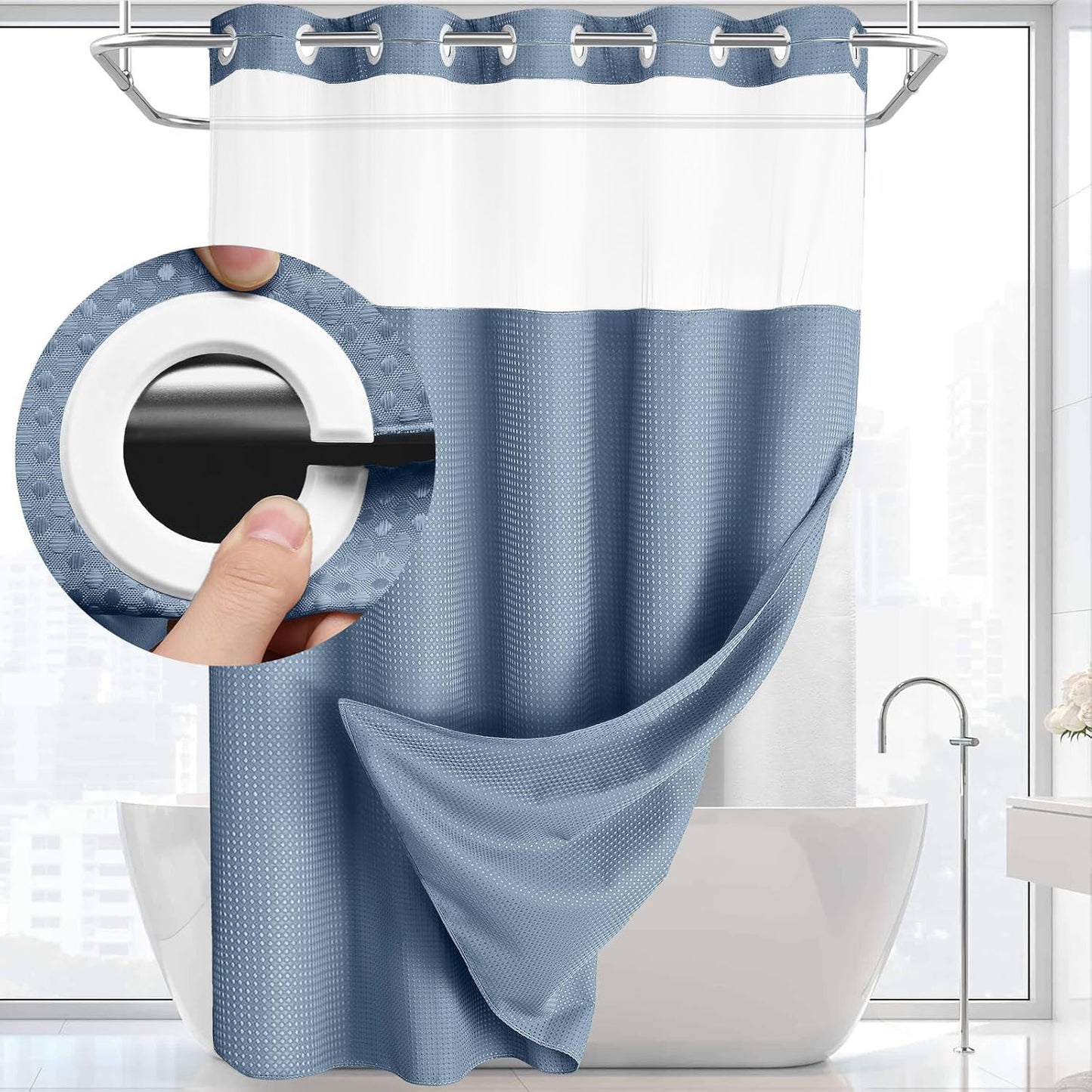 SnapLux™  Waterproof Shower Curtain – Easy Clean, Fast Dry, Mold Resistant Bathroom Curtain