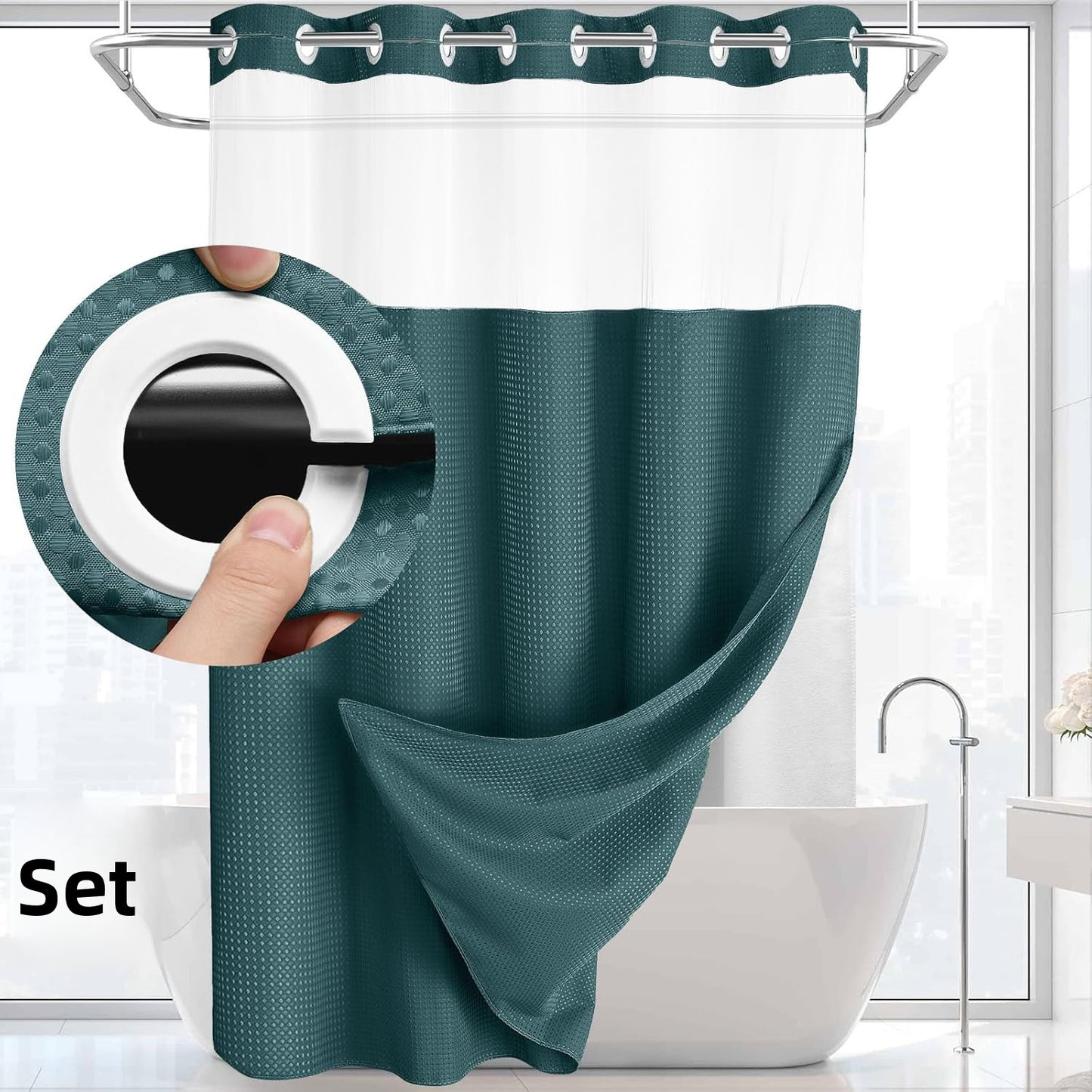 SnapLux™  Waterproof Shower Curtain – Easy Clean, Fast Dry, Mold Resistant Bathroom Curtain