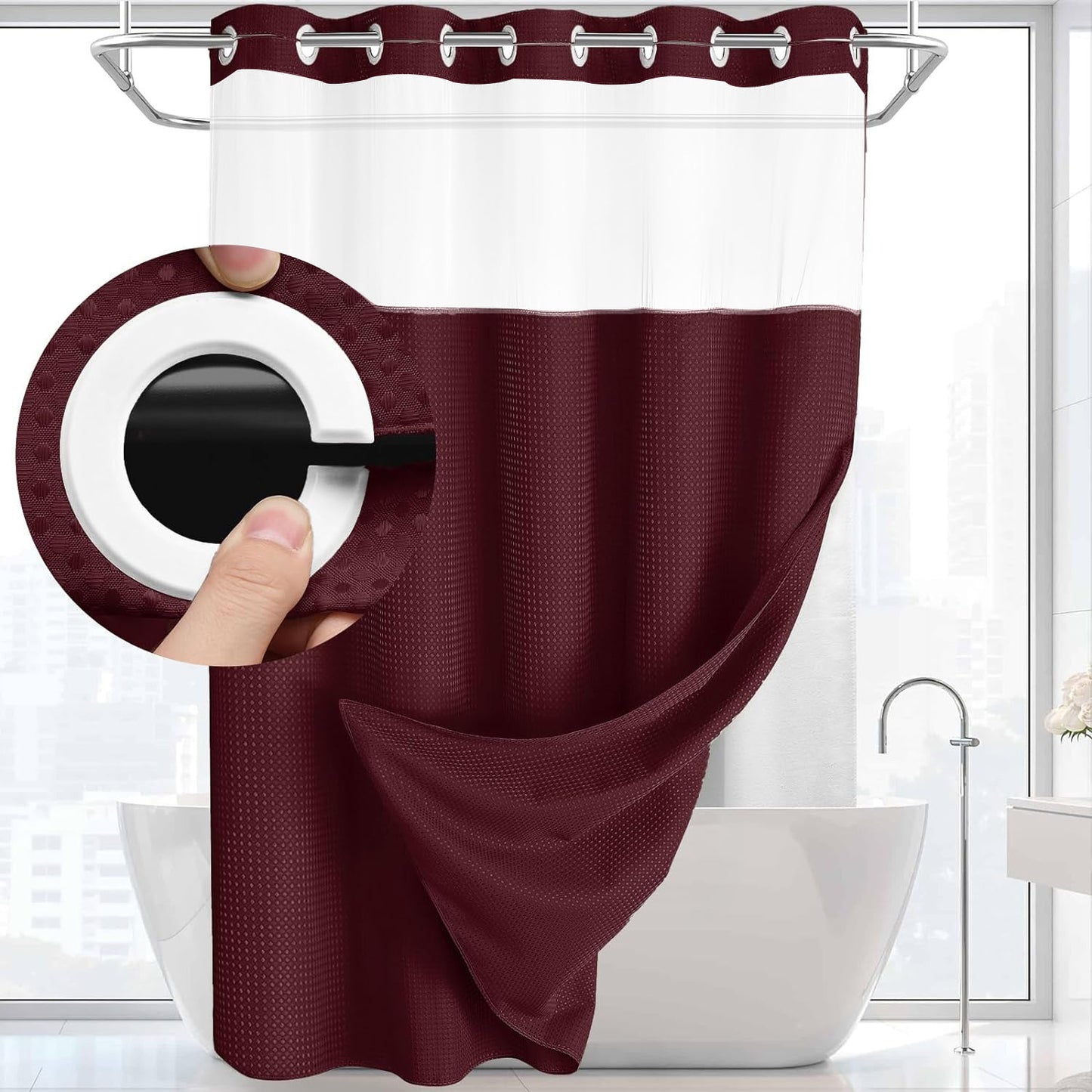 SnapLux™  Waterproof Shower Curtain – Easy Clean, Fast Dry, Mold Resistant Bathroom Curtain
