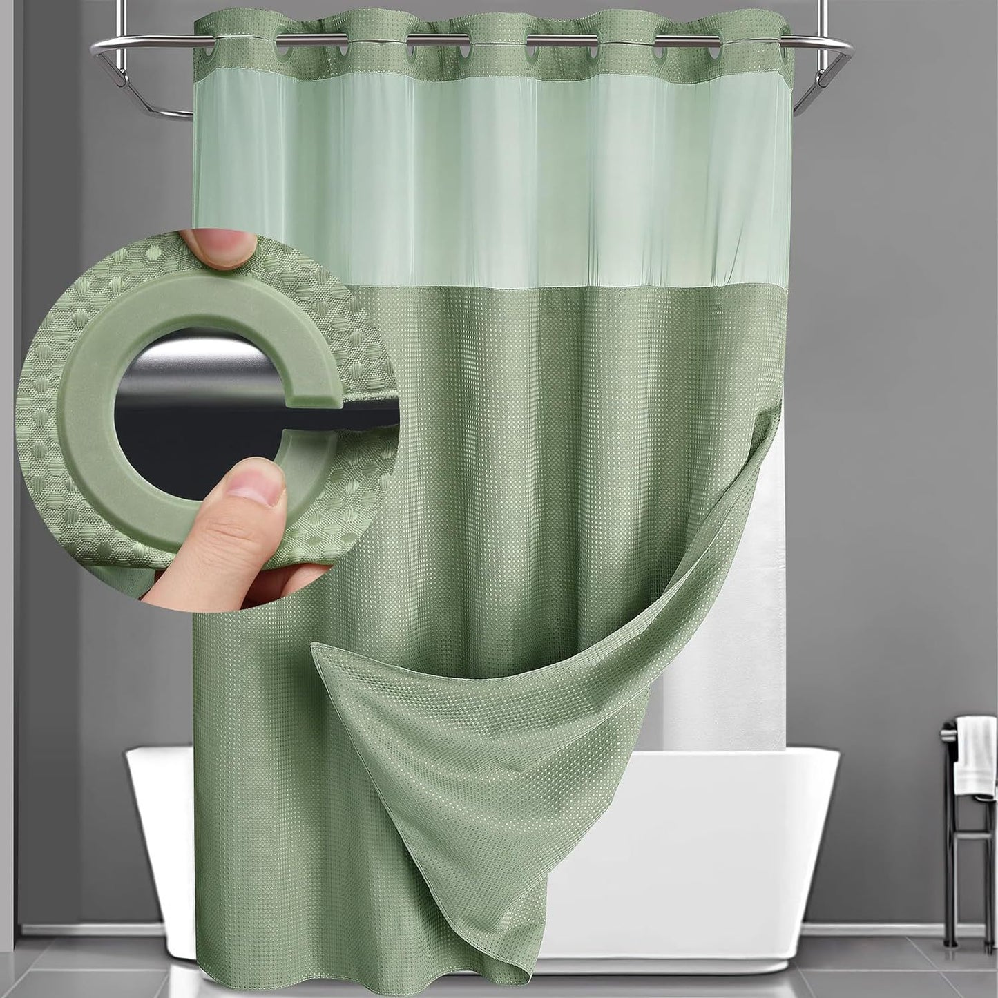 SnapLux™  Waterproof Shower Curtain – Easy Clean, Fast Dry, Mold Resistant Bathroom Curtain